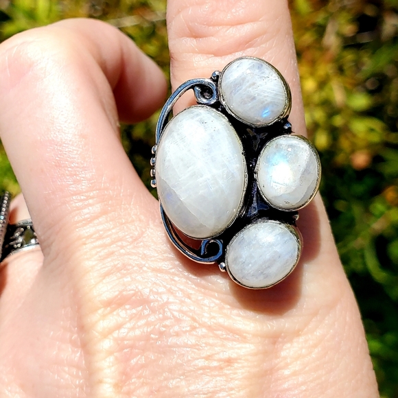 New Rainbow Moonstone 925 Silver Ring. - Picture 5 of 8